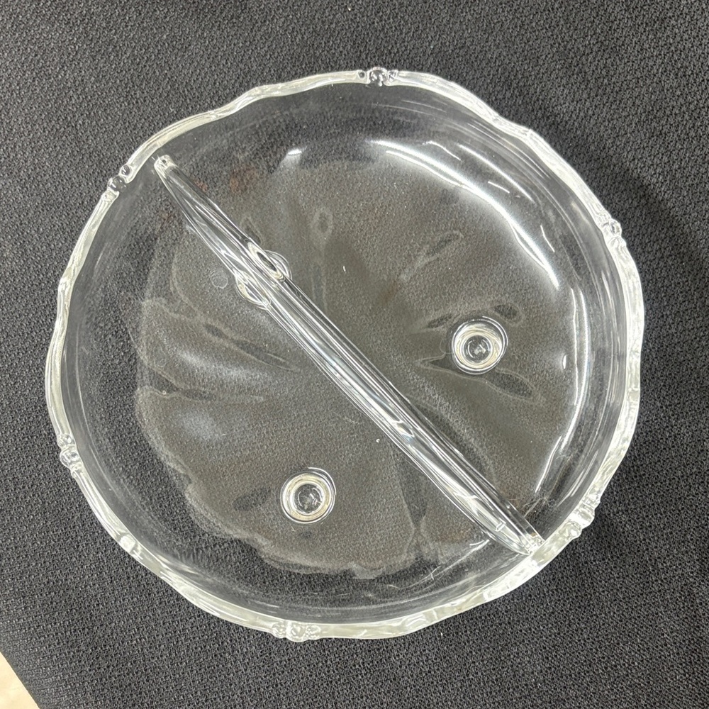 Vintage Clear Glass Divided Serving Dish